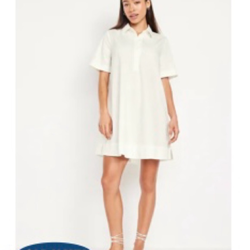 Old Navy Cream Mini Dress Short Sleeve Collar - Picture 1 of 1